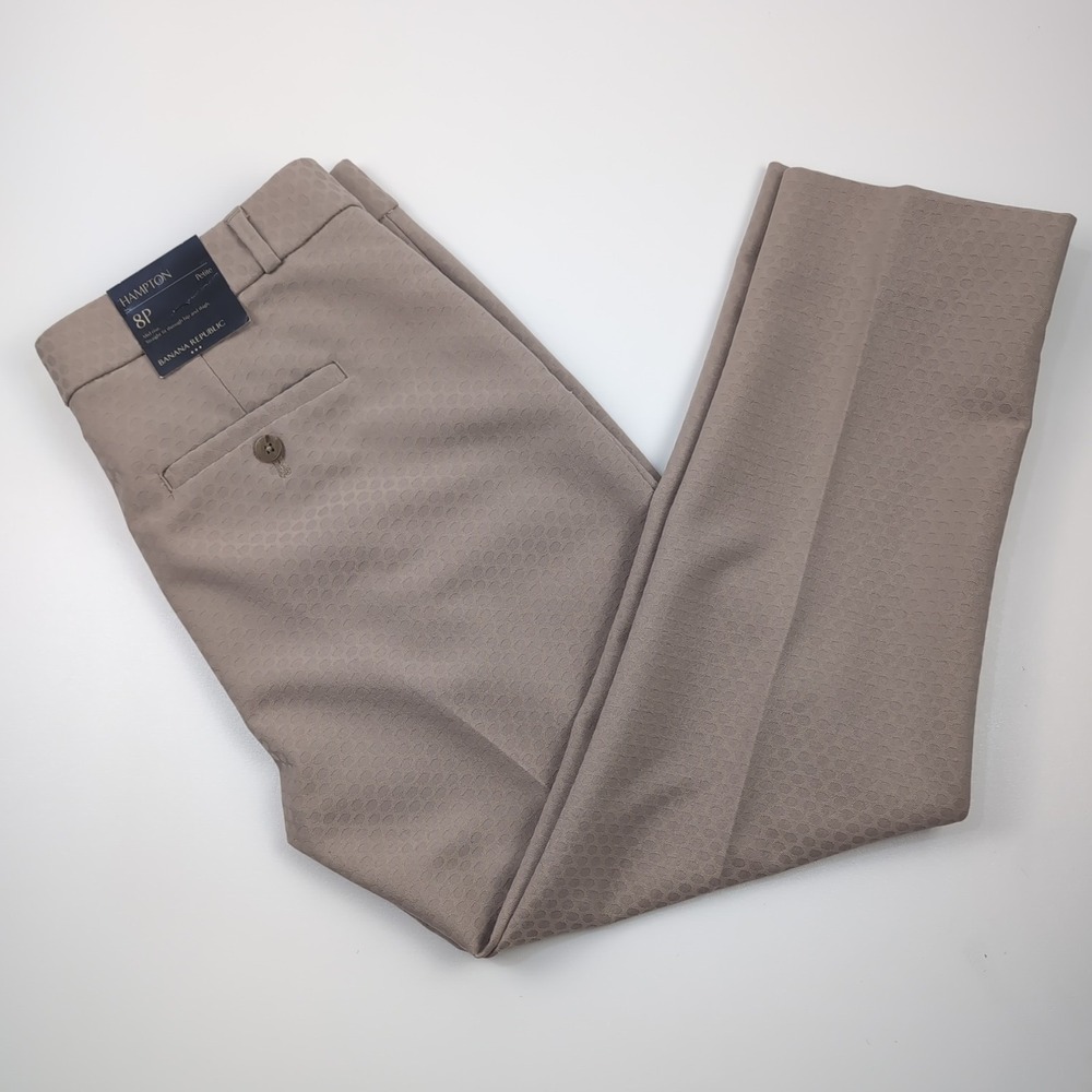 Banana Republic Women 8P Hampton Pants Beige Taupe Texture Mid Rise Straight Leg